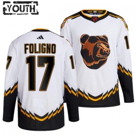 Boston Bruins tröja Nick Foligno 17 Adidas 2022-23 Vit Reverse Retro 2.0 Authentic - NHL Tröjor Barn